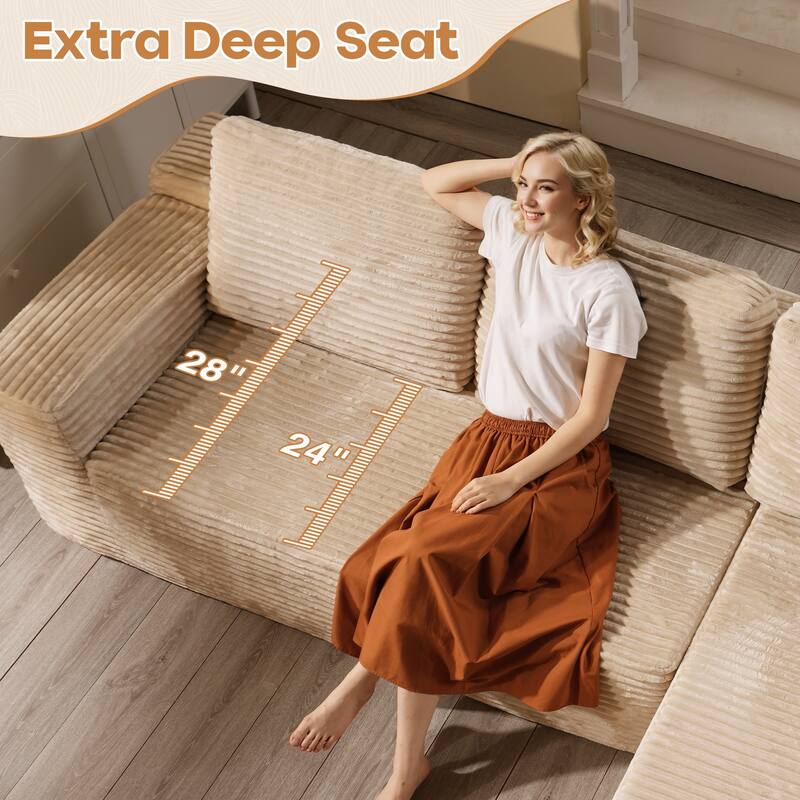 XIZZI Modern Plush Sectional Chaise Sofa Modular Couch with Ottoman