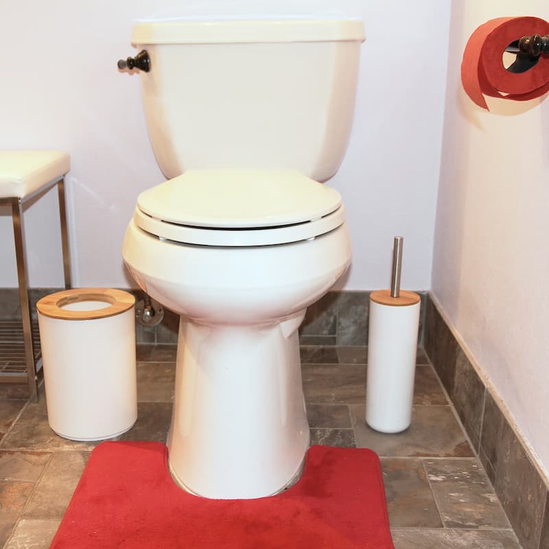 Toilet Brush and Holder Set Grey PADANG Bamboo - 3.8"L x 3.8"W x 14.12"H