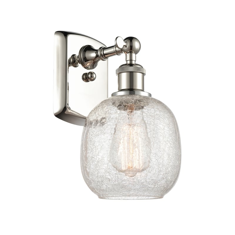 Innovations Lighting 516-1W-11-6 Belfast Sconce Belfast 11" Tall Wall - Polished Nickel / Clear Crackle