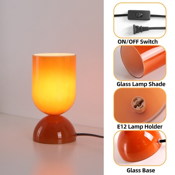 9 in. Modern Orange Glass Small Table Lamp with E12 Base Bulb not included for Living Room Bedside Hallway Kid Room 9 On Sale Bed Bath Beyond 42372865