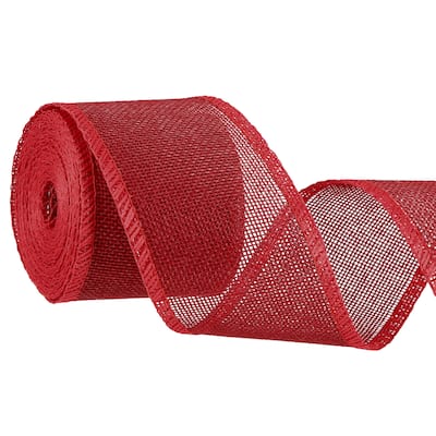 Burlap Wired Ribbons, 2.4inch x 5yards Natural Burlap Weave Ribbon