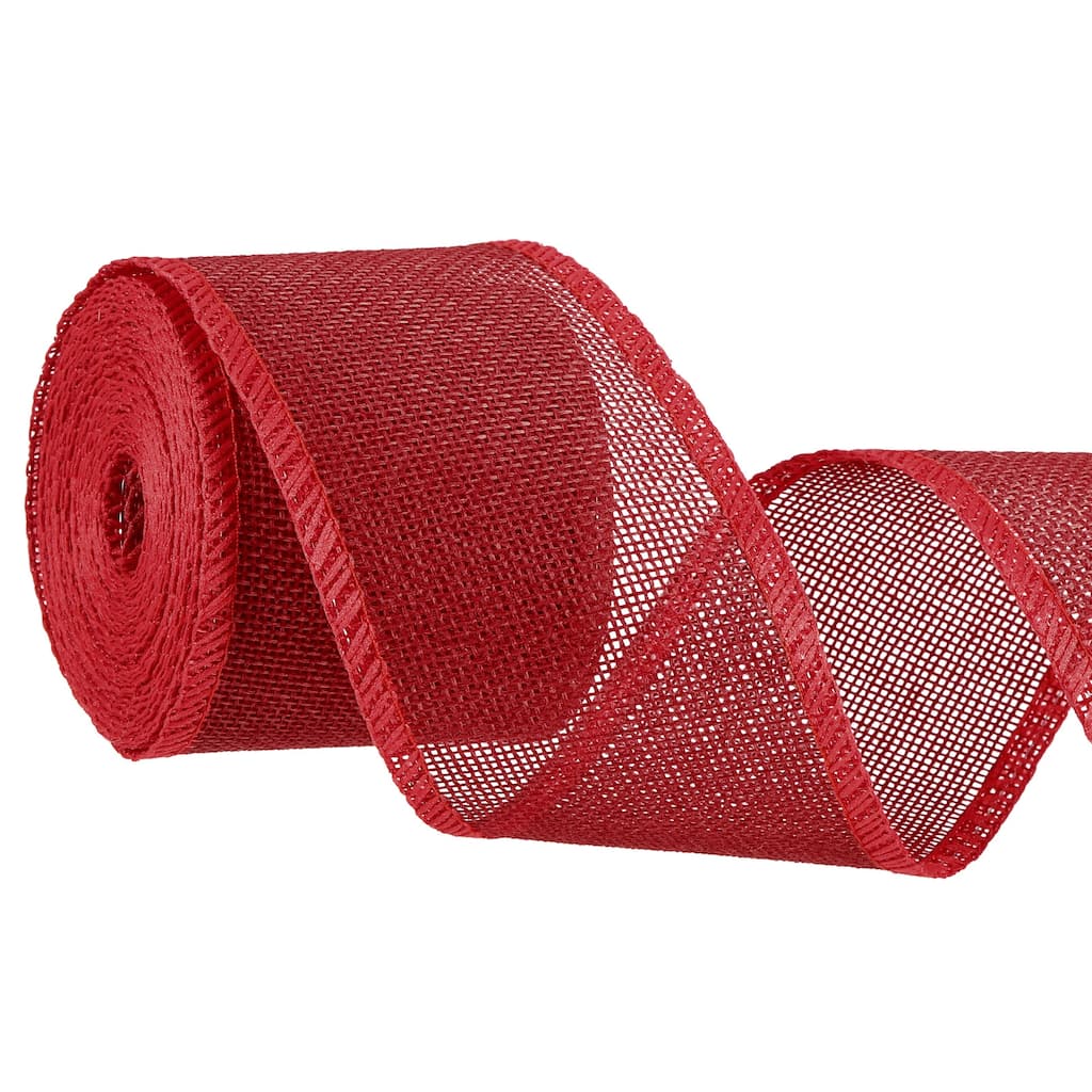 Burlap Wired Ribbons, 2.4inch x 5yards Natural Burlap Weave Ribbon