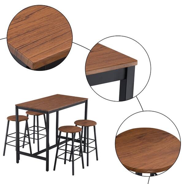 Shop Industrial Breakfast Bar Table Set Kitchen Counter With 4 Round Stools Overstock 32172556