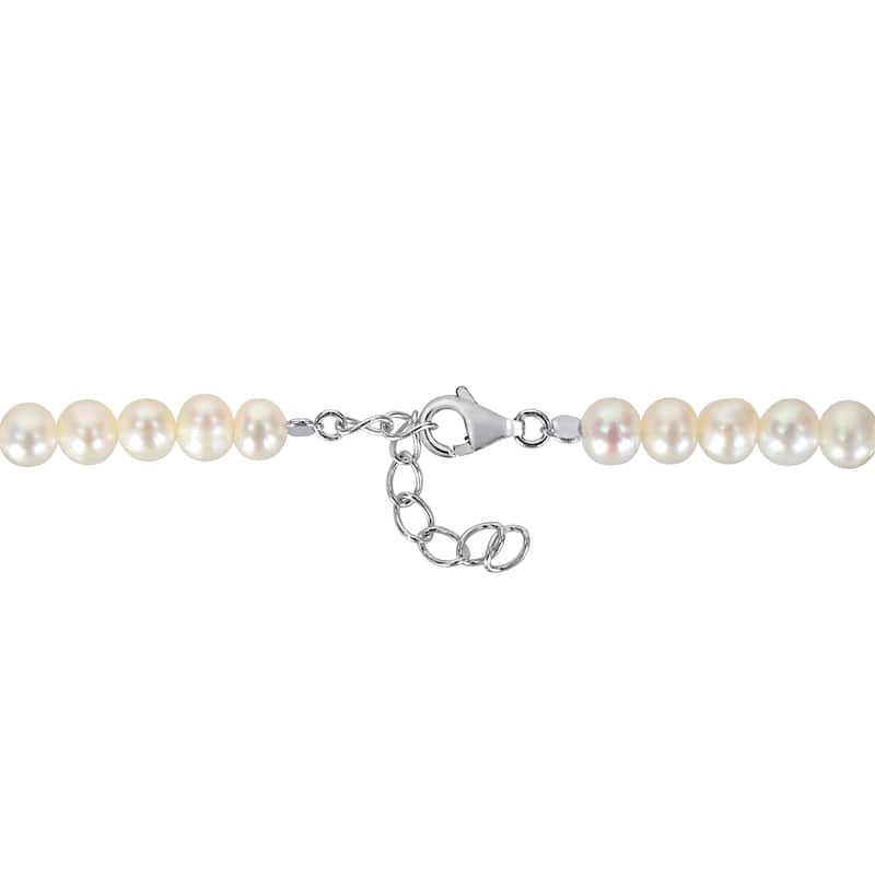 Miadora 4.5-5mm Cultured Freshwater Pearl Bracelet Sterling Silver Clasp
