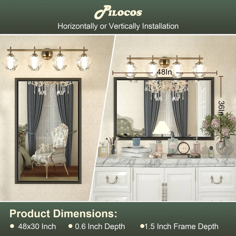 Bathroom Mirrors Wall Mounted Rectangle Vanity Cosmetic Makeup Mirror