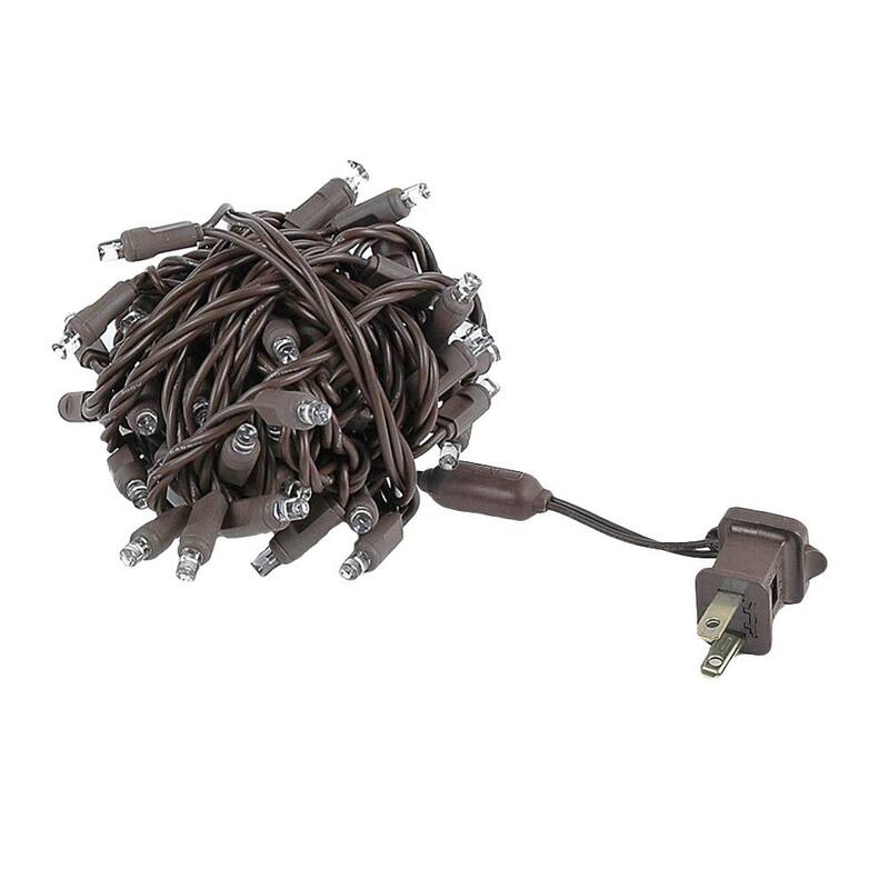 50 Light Twinkle LED Christmas Mini Light, Warm White, Brown Wire, 25’ Long - Warm White (Brown Wire)
