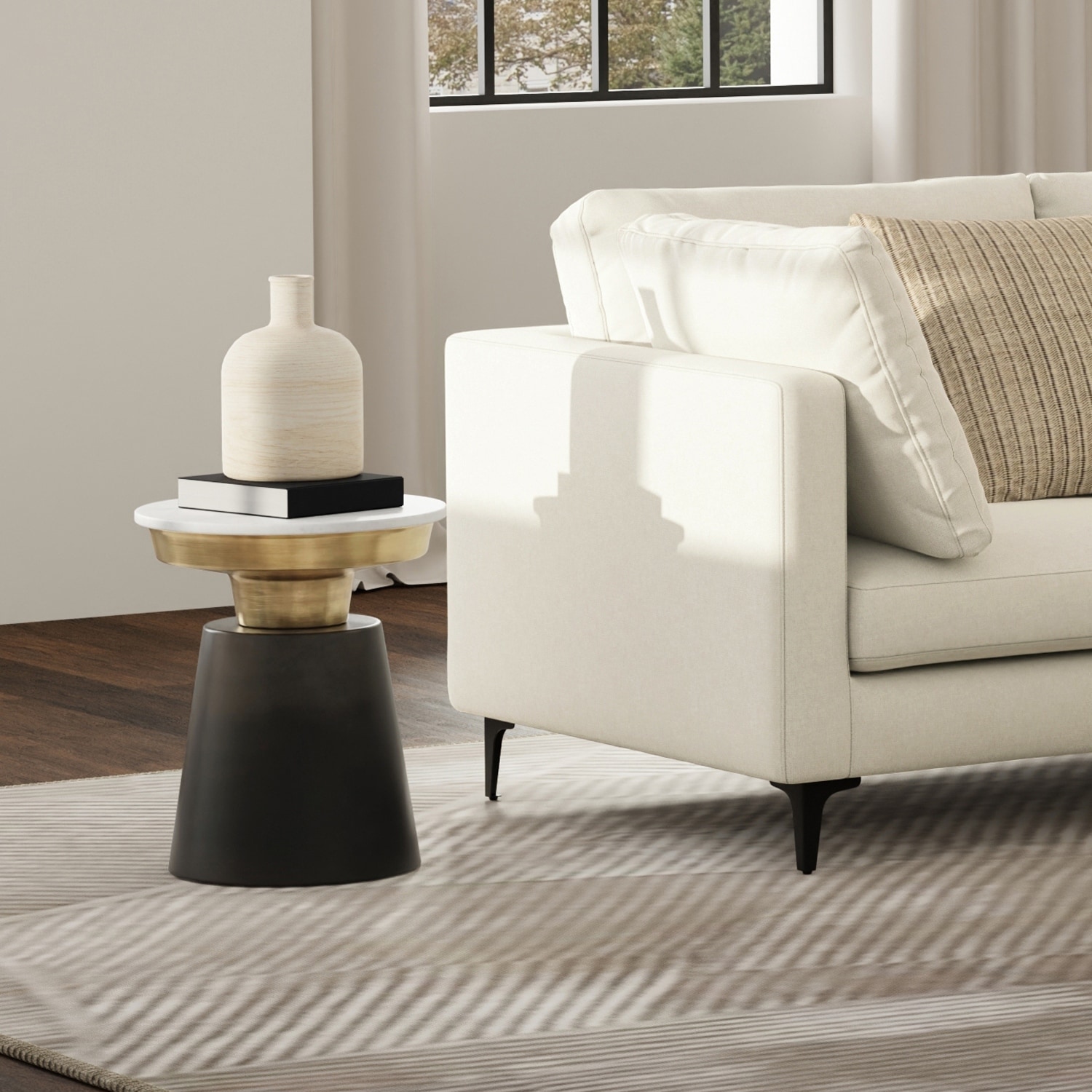 WYNDENHALL Arna Contemporary 16 inch Wide Metal Side Table in Black, Gold - 16"D x 16"W x 19.5"H
