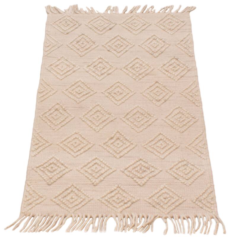 ECARPETGALLERY Braid weave Sienna Ivory Wool Rug - 2'8 x 5'0