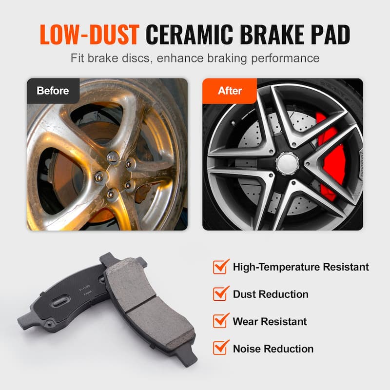 Front and Rear Brake Kit Drilled and Slotted Brake Rotors Ceramic Brake Pads Replacement