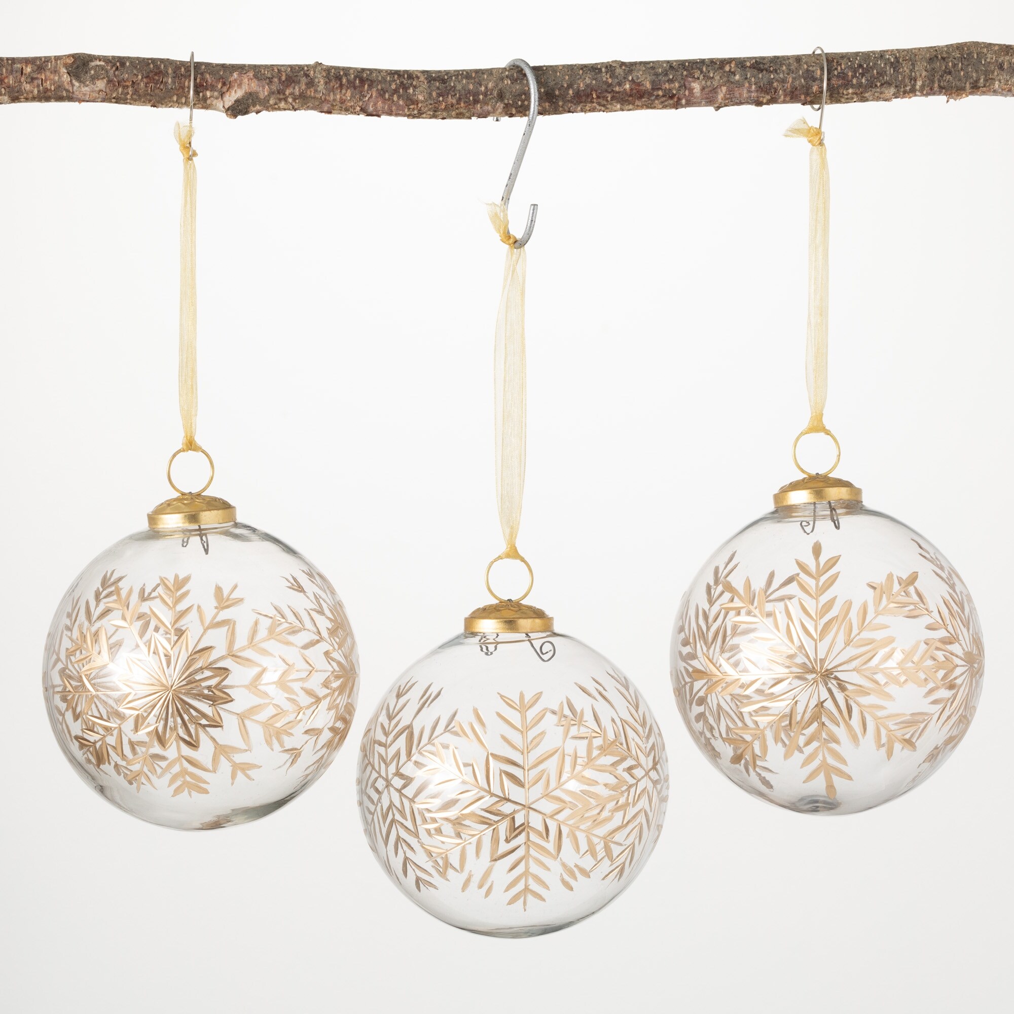 Set of 2 Gold & Silver Christmas Snowflake Ornaments 5.25