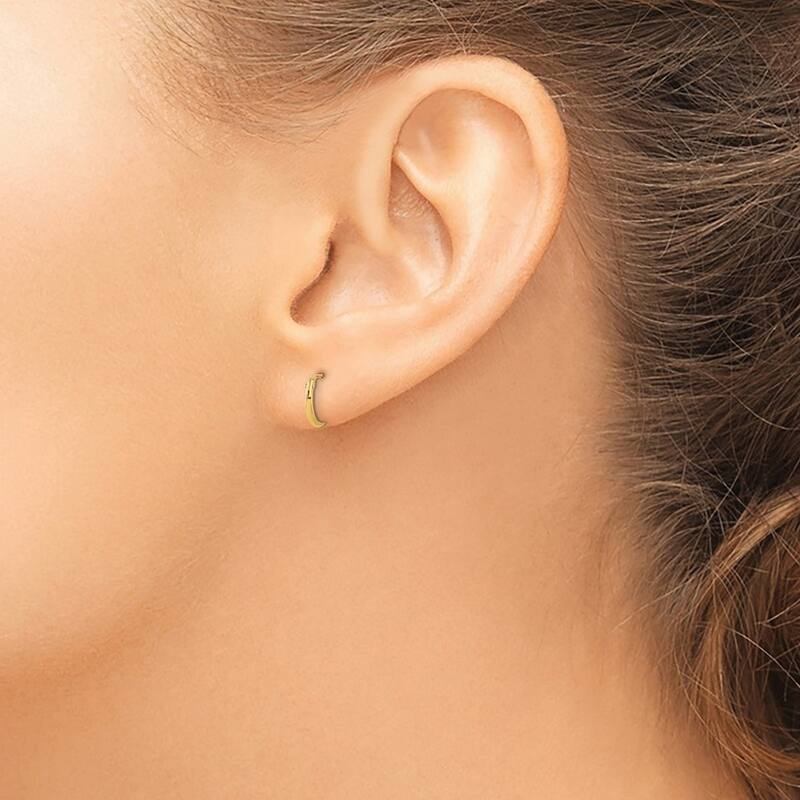 Curata 14k Yellow Gold Girls Small 1.25x9mm Hoop Earrings