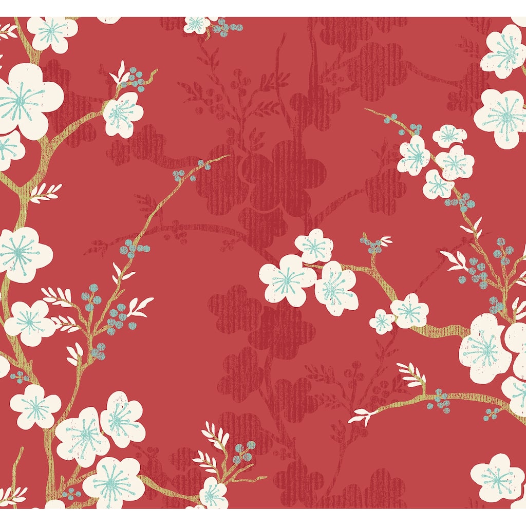 A-Street Prints Nicolette Red Floral Trail Wallpaper