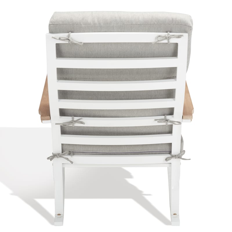 SAFAVIEH Couture Aurilla White/Grey Outdoor Rocking Chair - 32" W x 40" D x 38" H - 32W x 40D x 38H