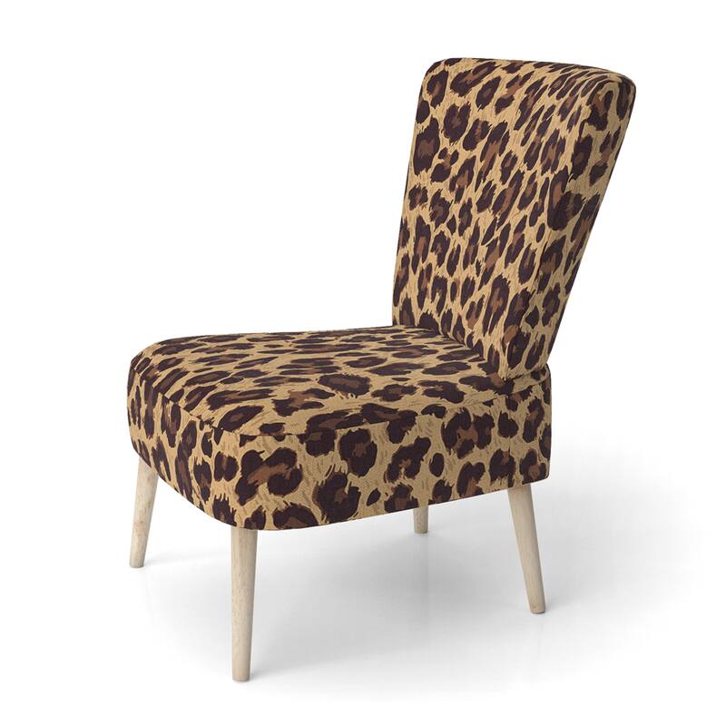 Designart "Leopard Fur II" Upholstered Cabin & Lodge Accent Chair and Arm Chair - Side Chair