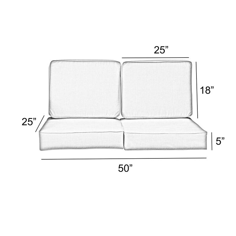Sorra Home Pensacola Multi Outdoor/Indoor Deep Seating Loveseat Cushion Set 22.5in x 22.5in x 5in