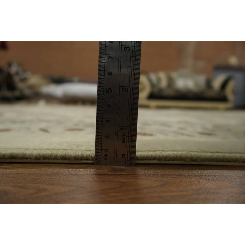 Hand Knotted Oriental 100% Wool Carpet Traditional Floral Beige & Ivories Kashan Area Rug - 10' 10'' X 8' 2''