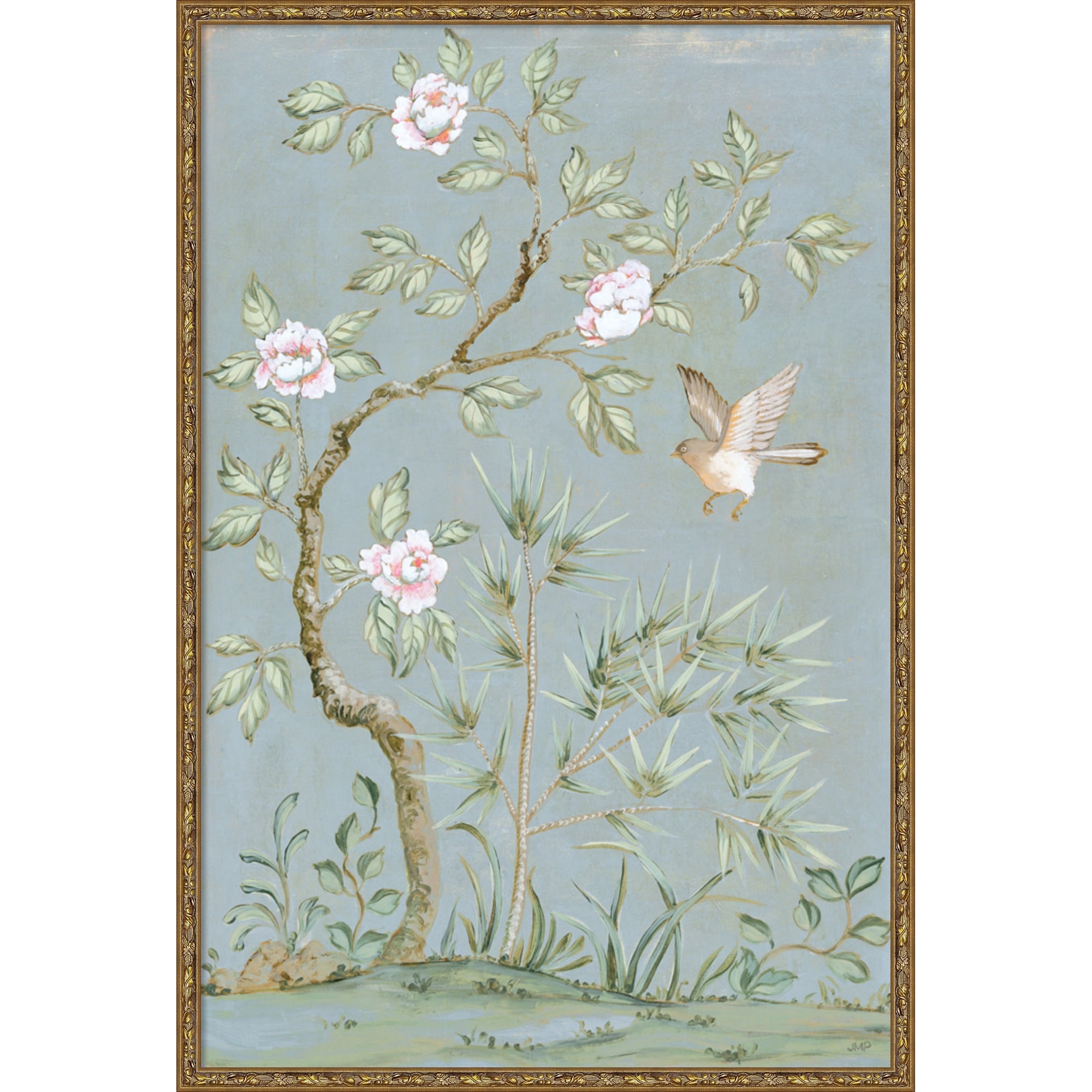 Spring Flower Mural II Blue by Julia Purinton Framed Mounted Canvas Wall Art Print