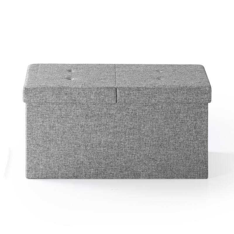 30 Inch Smart Lift Top Button Tufted Fabric Storage Ottoman by Crown Comfort