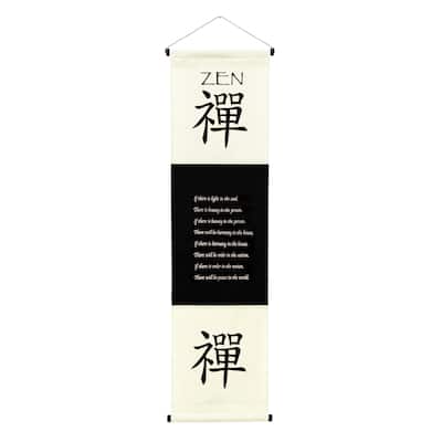 Inspirational Wall Decor "Zen" Banner Large, Inspiring Quote Hanging Scroll, Affirmation Motivational, Thought Saying Tapestry