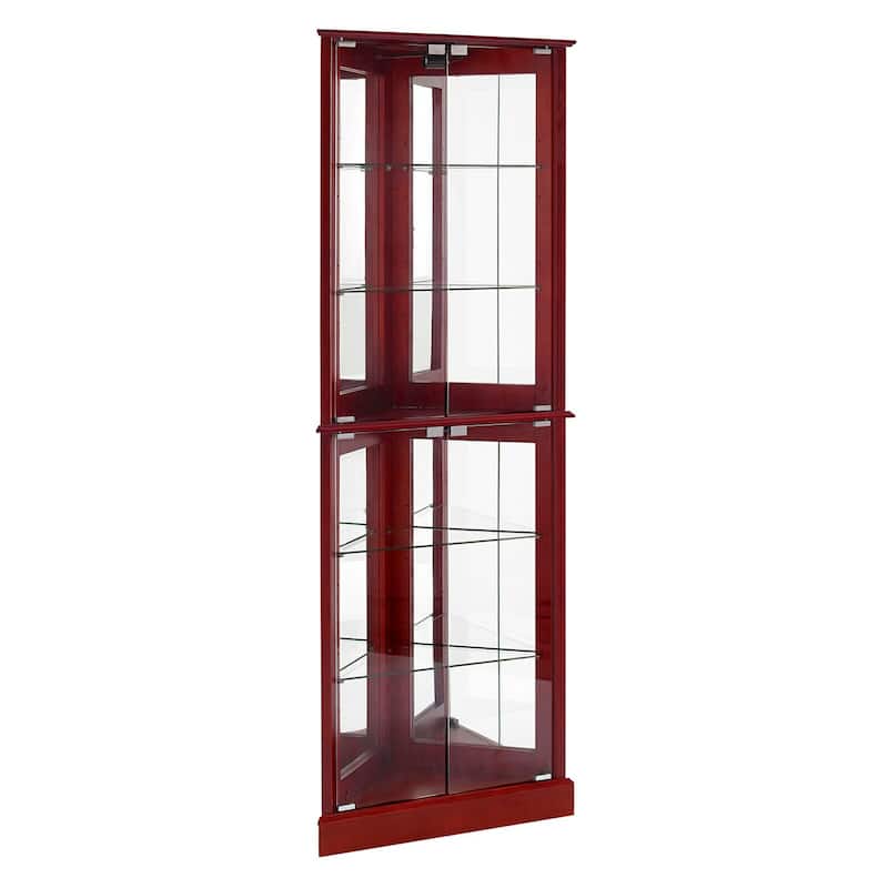 Glass TierCorner Dish Cabinet With Adjustable Shelves And Lighting - 26"L*13"W*72"h