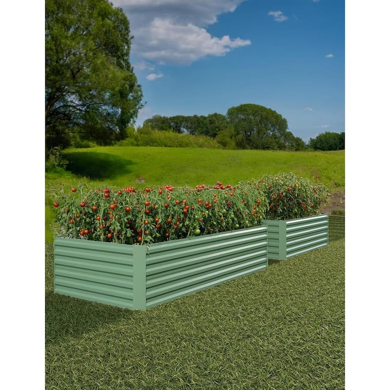 Galvanized Raised Garden Bed, Deep Root Planter Box for Vegetables, Flowers - Green - 8x4x2ft