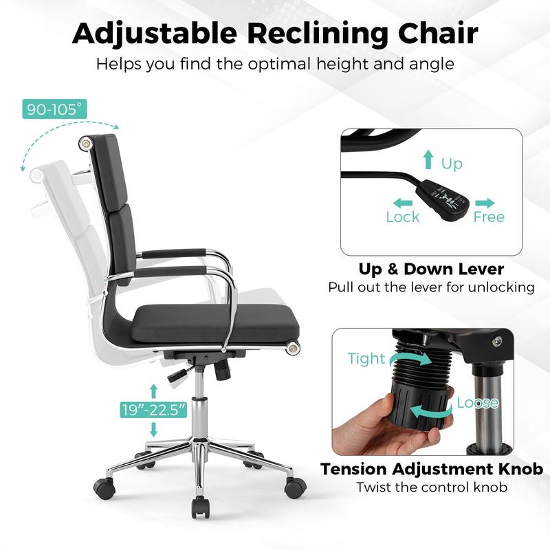 Gymax Ergonomic Office Desk Chair w/Rocking Backrest Height-adjustable