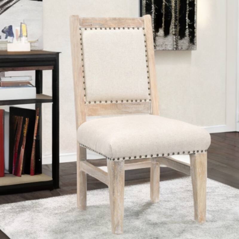 HomeRoots 20" Beige And White Side Chair - 20' X '39' X '23 - 20' X '39' X '23