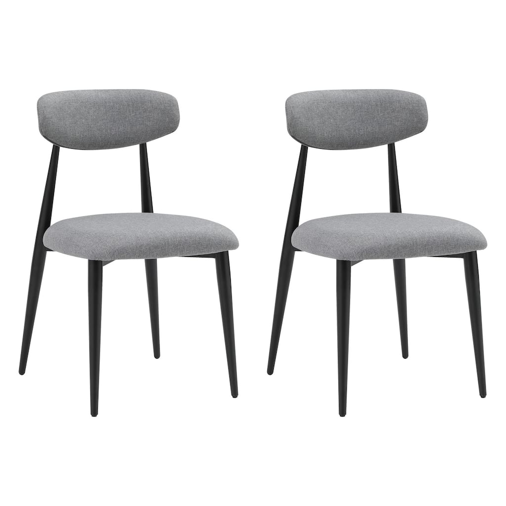 Modern Dining Chairs Set of 2, Curved Backrest Round Upholstered and Metal Frame