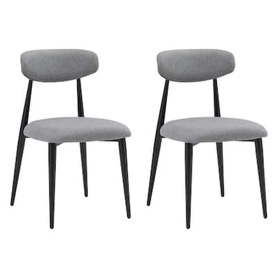 Set of 2 Dining Chairs with Upholstered and Metal Frame