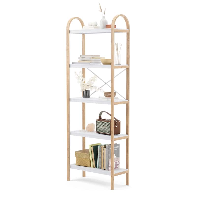 Umbra 1016840 Bellwood 24" Wide 5 Shelf Wood Shelving Unit - White / Natural