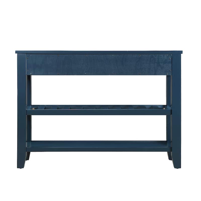 Mid-Century Modern Style Console Sofa Table with 2 Storage Drawers and 2 Tiers Shelves, 42''L Wood Sideboard