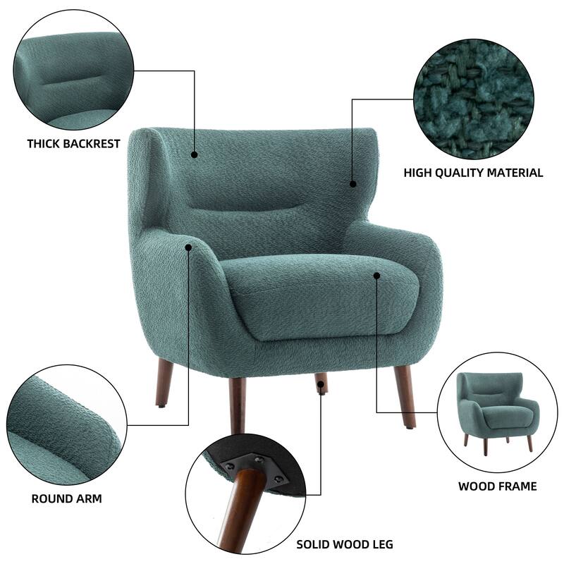 XINMICS Tufted Accent Chair, Wingback Upholstered Armchair for Living Room, Bedroom, Set of 2