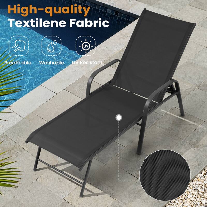 VredHom Outdoor Aluminum Adjustable Patio Chaise Lounge Chairs