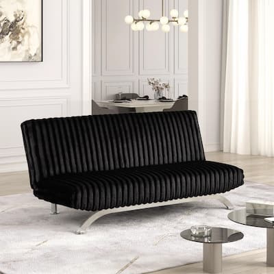 Furniture of America Draper II Modern Chenille Channel Tufted Fabric Futon Sofa Bed
