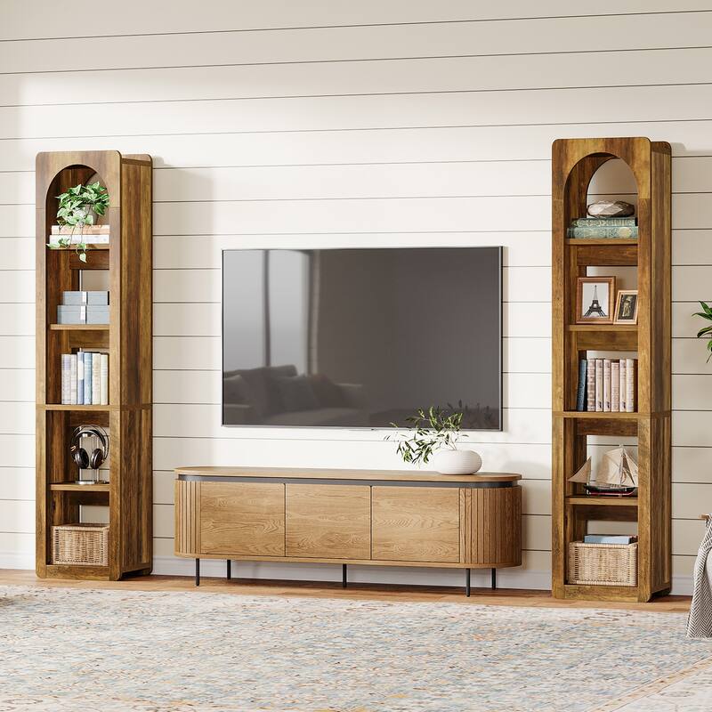 5-Tier Slim Corner Vertical Bookcase with Open Storage Shelves