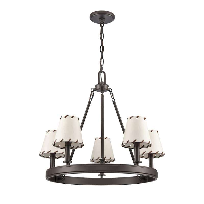 Elk Home Marion Oil Rubbed Bronze With Parchment Shade Chandelier