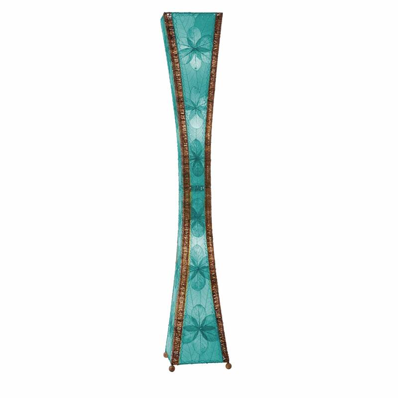 Eangee Handmade Hourglass Giant Floor Lamp, Jackfruit Leaves Shade, 13 x 13 x 72 in.