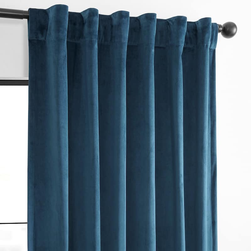 Exclusive Fabrics Basic Deluxe Velvet Room Darkening Curtain Pair - 2 Panels Window Curtains