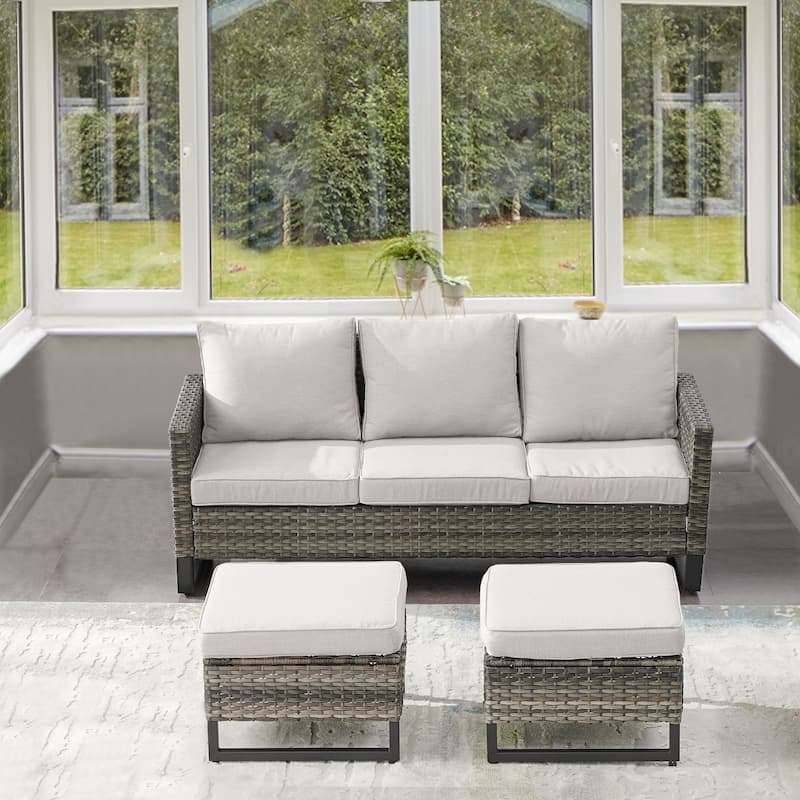 Gymojoy 3-Seat Outdoor Sofa, All-Weather PE Wicker