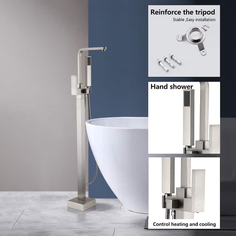 Topcraft Floor Mounted Bathtub Filler with Handheld Showerhead