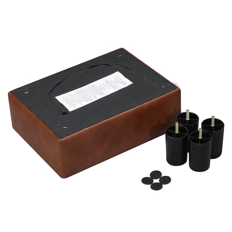 Adeco Small Rectangular Ottoman Modern PU Leather Footrest Stool Chair