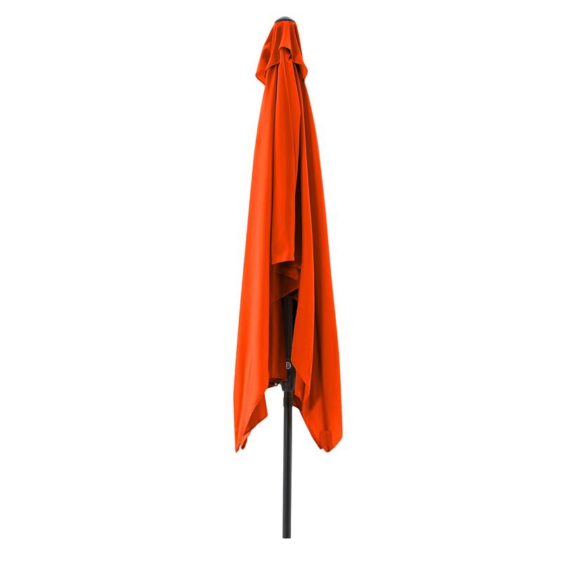 Rectangular Patio Umbrella - 10 Ft Easy Crank Sun Shade with Push Button Tilt by Pure Garden (Orange)