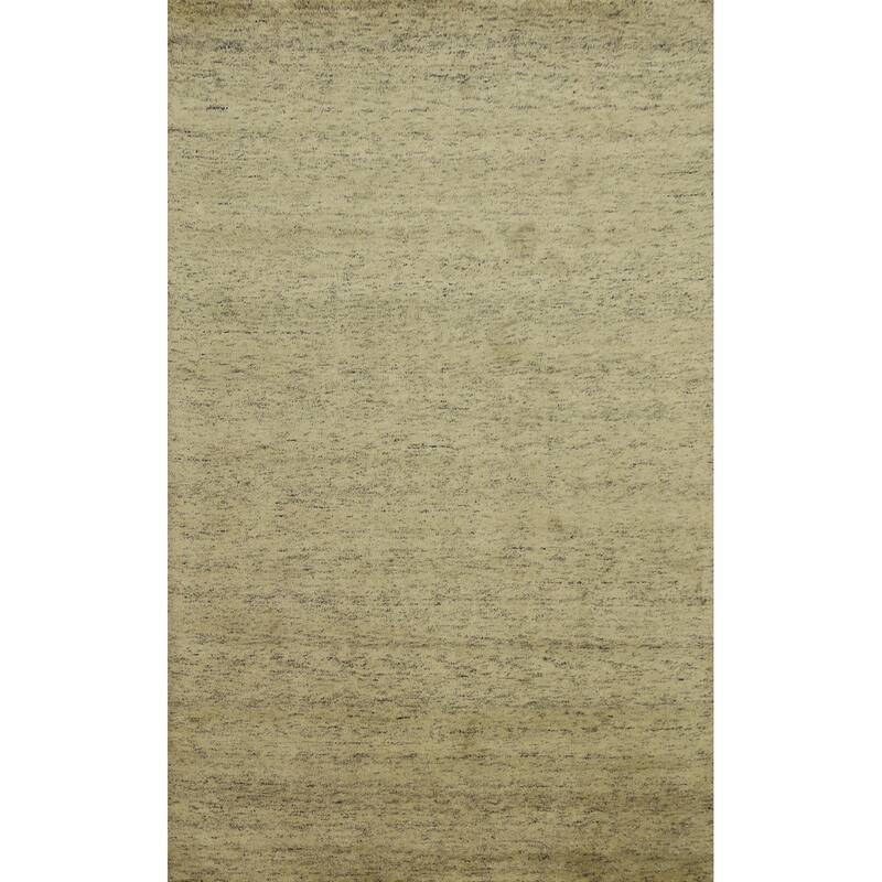 Hand Knotted Oriental 100% Wool Carpet Tribal Animal Pictorial Beige & Ivories Gabbeh Area Rug - 9' 8'' X 6' 8''