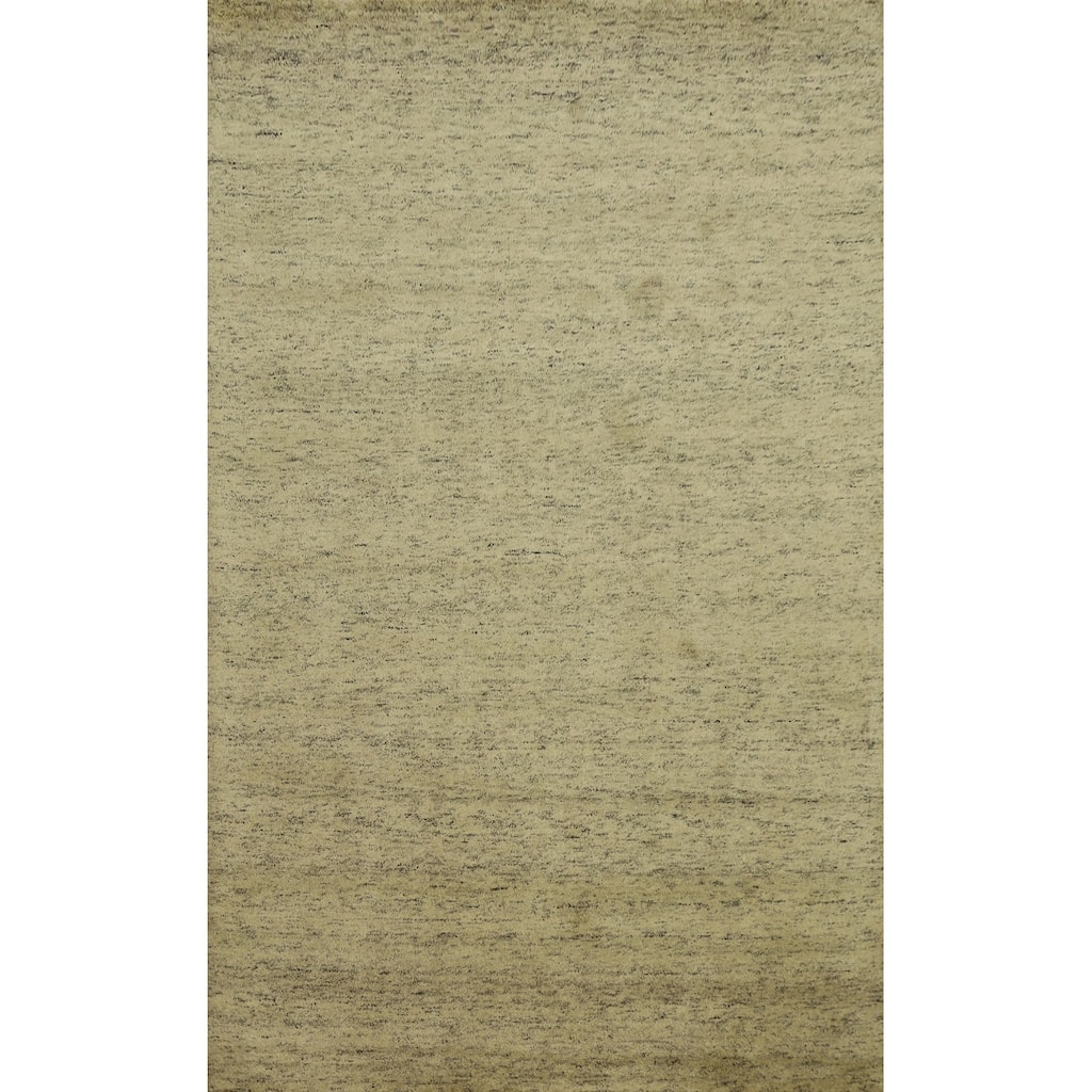 Hand Knotted Oriental 100% Wool Carpet Tribal Animal Pictorial Beige & Ivories Gabbeh Area Rug - 9' 8'' X 6' 8''