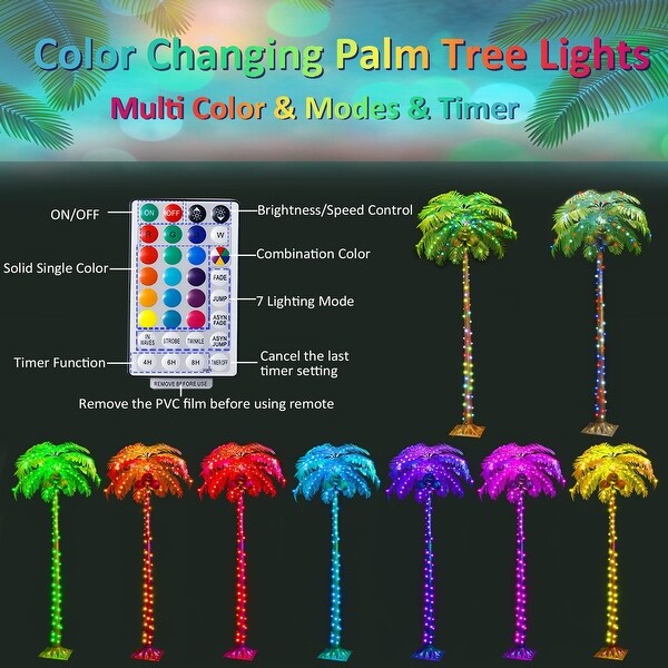 5FT 189 LEDs Lighted Palm Trees, Artificial Palm Tree Lights with