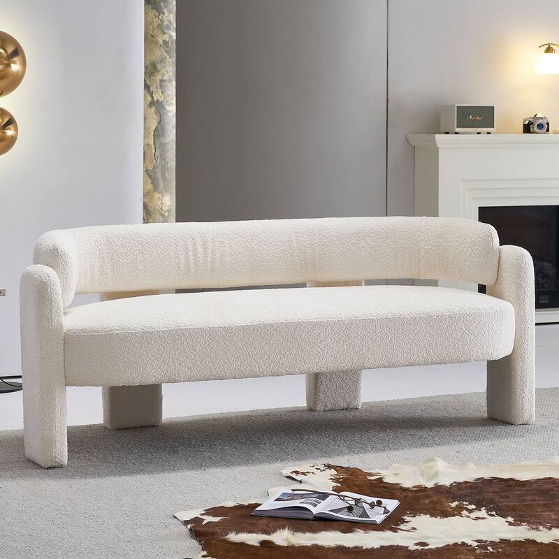 Modern Upholstered Bench Velvet Sofa with Rolled Arms, Loveseat Sofa, Chaise Sofa for Club Living Room Bedroom