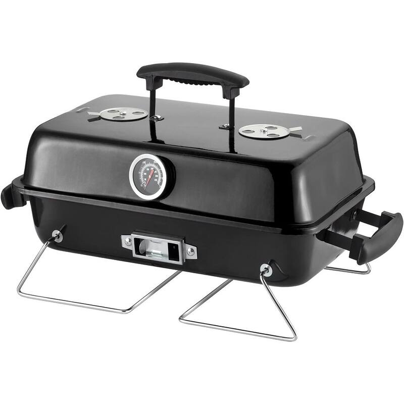Portable Charcoal Grill, Tabletop Outdoor Barbecue Smoker - Steel