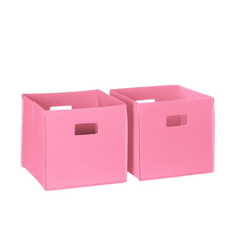 RiverRidge Kids 2pc Fabric Collapsible Storage Cube Organizers with Handles for Playroom Organization - Pink