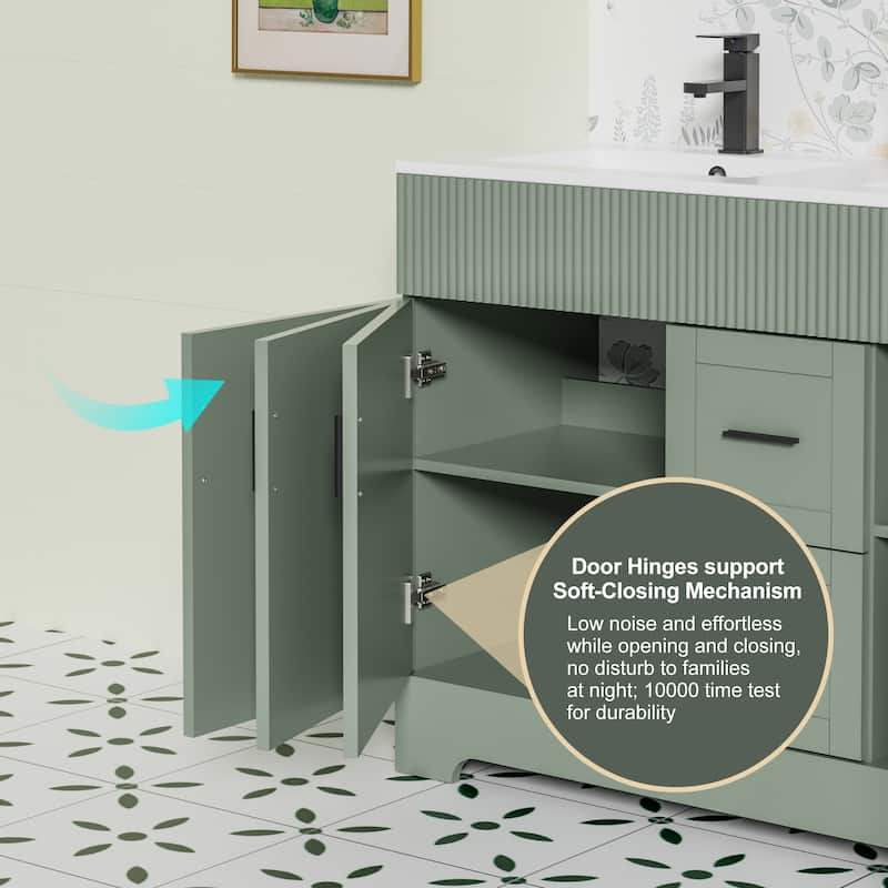 Wavy Line 30"/36"/48" Bathroom Vanity Set with Sink & Faucet
