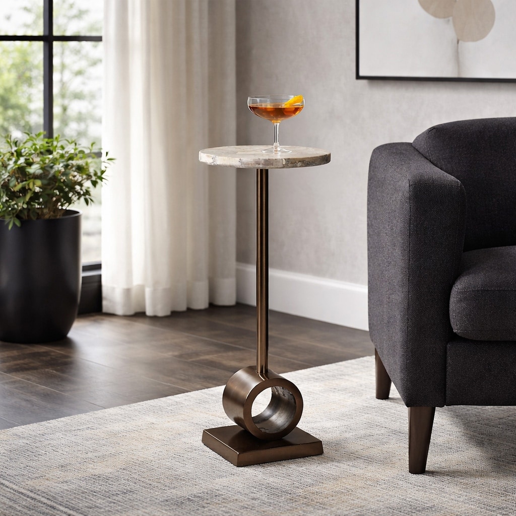 Stylish Petrified Wood Cocktail Table - 24", Brown - 24.0"